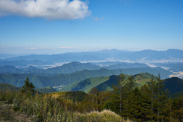 長野県　ビーナスライン　美ヶ原高原からの景色
