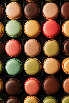 paris view assortment macarons pattern background
