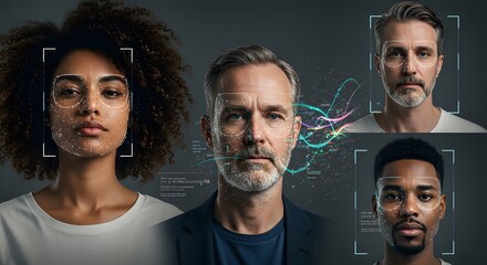 Diverse Faces with Futuristic Facial Recognition Technology