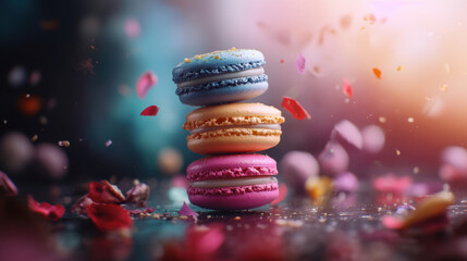 paris macarons sprinkles background effect closeup