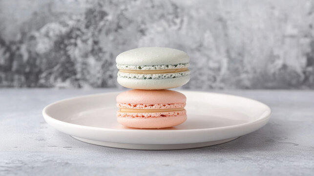 paris macarons plate closeup shot stack