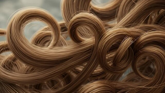 Abstract Swirling Brown Hair, Close-Up Texture