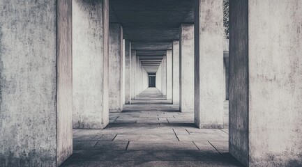 Obraz premium Concrete colonnade hallway perspective
