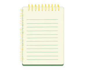 A light green spiral-bound notepad with lined pale-green pages, ready for notes or sketches