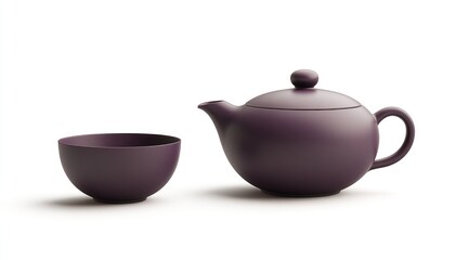 Dark purple tea set, bowl and teapot