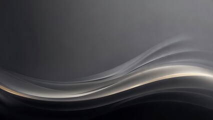 Elegant dark gray abstract background with flowing silver and gold waves