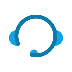 Headset mic flat icon for communication, suits gaming or call center design.