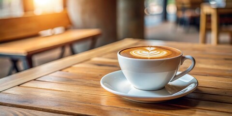 Fototapeta premium Minimalist Cappuccino Cafe: Coffee Shop Aesthetic, Simple Coffee Cup Photo