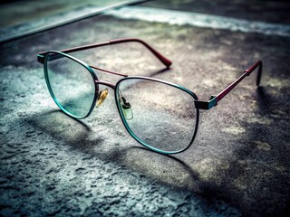 Minimalist Metal Eyeglasses, Gray Texture Background - Urban Exploration Photography