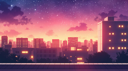 Fototapeta premium Cityscape Sunset - Vibrant Urban View