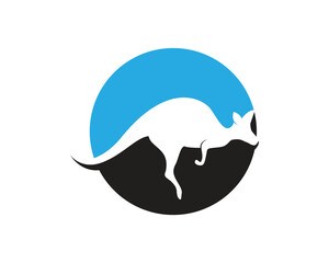 Kangaroo jump animal logo and symbols