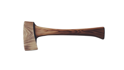 A small, hand-axe with a dark wood handle and a slightly curved, broad head.  The axe is shown against a black background
