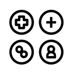 Essential UI Icons Plus, Add, Medical Cross, and User Profile Symbols