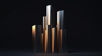Abstract cityscape of metallic columns