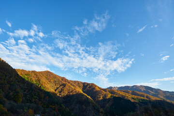 山梨県　秋の広瀬ダムからの景色
