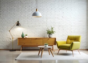 Modern Minimalist Furniture White Brick Wall Interior Design Photography