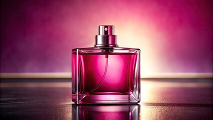 Modern Pink Perfume Bottle, Luxury Fragrance, Elegant Scent, Beauty Product, Pink Perfume Design