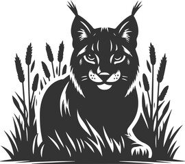 Black artwork lynx animal vector silhouette