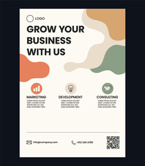 Modern Business Flyer Template with Abstract Organic Shapes