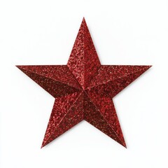 Obraz premium Glittering Red Star 3D Illustration on White Background, Isolated on Transparent PNG, Design and Decoration