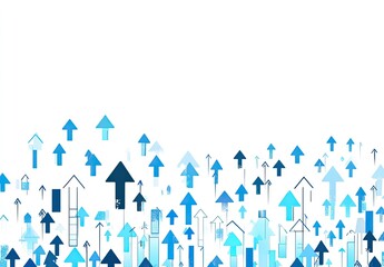 Abstract graphic with numerous upward-pointing arrows, suggesting growth and progress.  Arrows in shades of blue, layered on a white background, create a visual pattern of increasing trends
