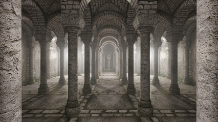 interior of an ancient castle with columns © zeleniy9