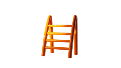 A stylized, orange, slightly skewed ladder, rendered with a textured, almost molten appearance, set against a black background