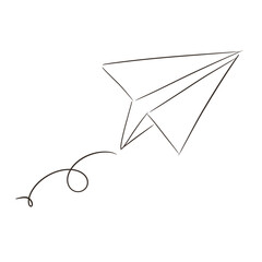 doodle outline paper plane illustration