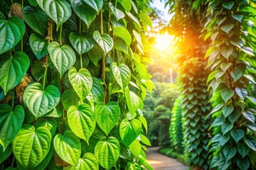 Obraz premium Panoramic Garden Photography: Lush Betel Saplings Hanging Decor