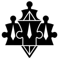 Teamwork puzzle pieces people silhouette vector illustration