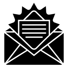 Open envelope with letter silhouette vector illustration