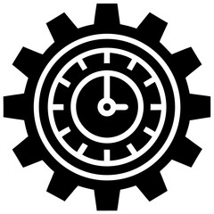Clock inside gear silhouette vector illustration