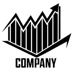 Rising chart with arrow silhouette vector illustration