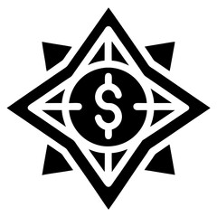 Dollar sign target star silhouette vector illustration