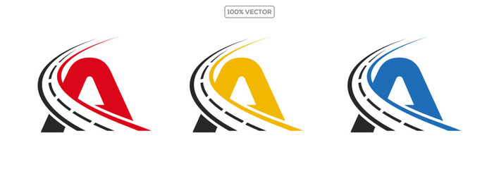 A letter road way logo creative design template in transparant background