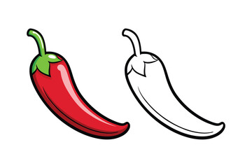 cartoon chili pepper icon set vector illustration on white background