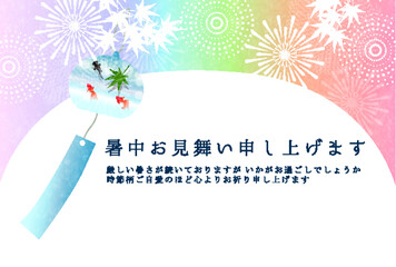 花火　風鈴　金魚　背景