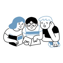 people reading vector illustration