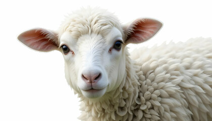 Fototapeta premium Young sheep looking at camera isolated on transparent background