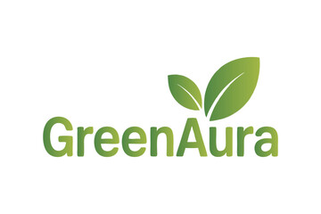 Green Aura Logo with Two Leaves