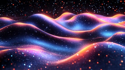 Abstract glowing waves of light and particles