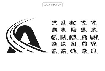 Set of  A -Z initial letter with street vector logo design. template