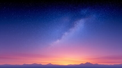 Majestic Milky Way Galaxy over Sunset Mountains