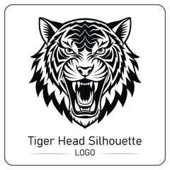Fierce Tiger Head Silhouette Vector Illustration Logo Design