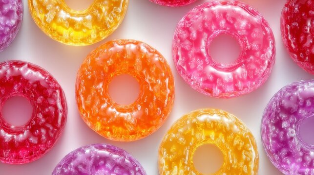 Colorful Hard Candy Candies  Sweet Treats  Delicious Gummy Rings  Assorted Flavors