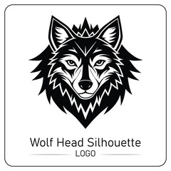 Majestic Wolf Head Silhouette A Striking Black and White Logo Design
