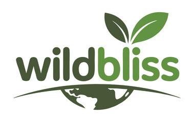 Obraz premium WildBliss Green Text Logo with Earth Sphere