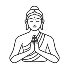 Serene Buddhist Monk Line Art