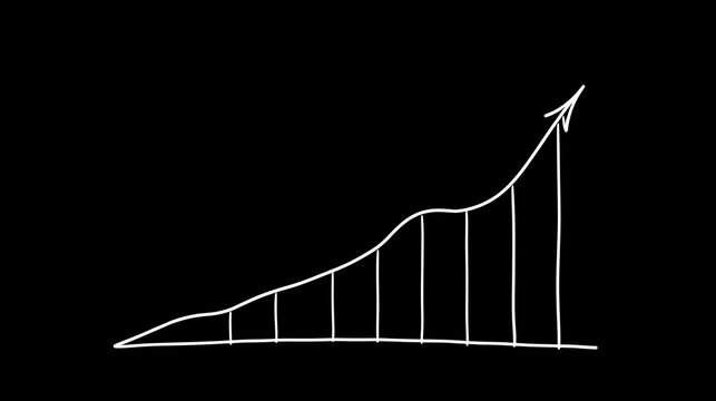 Hand drawn line art vector of a graph showing exponential growth