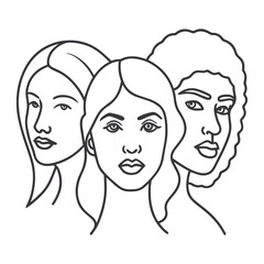Minimalist Trio Women Line Art Portrait